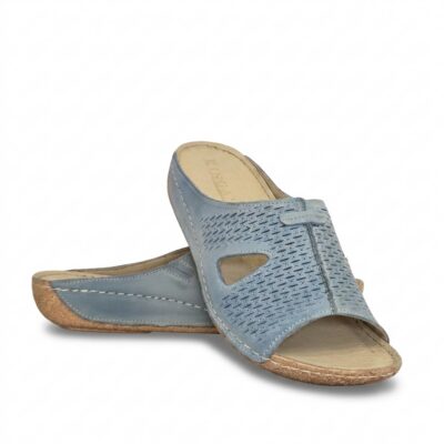 Klapki skórzane niebieskie model 299
