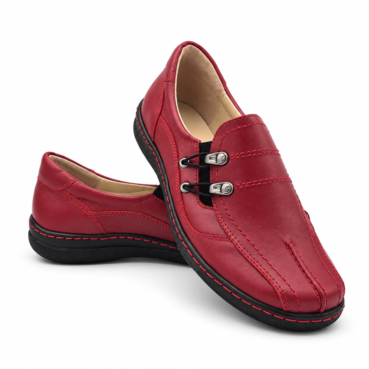 Półbuty skórzane czerwone model 613