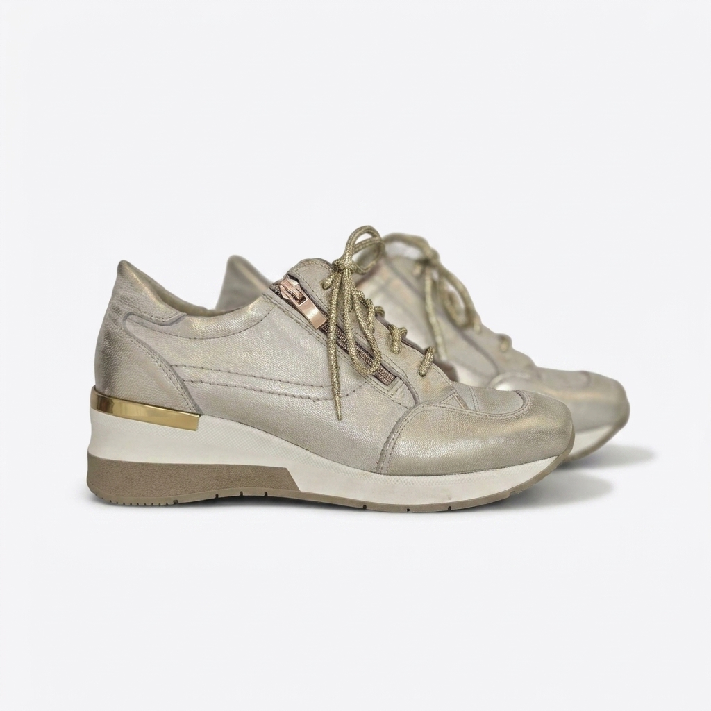 Sneakersy damskie skórzane złote model M-37