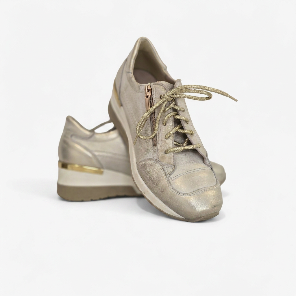 Sneakersy damskie skórzane złote model M-37