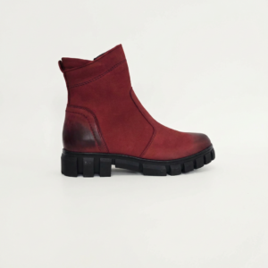 Skórzane damskie botki bordowe model M-48