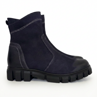 Skórzane damskie botki granatowe model M-48