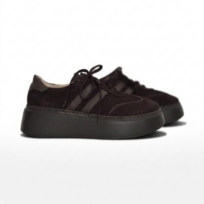 Sneakersy damskie skórzane brązowe model M-5