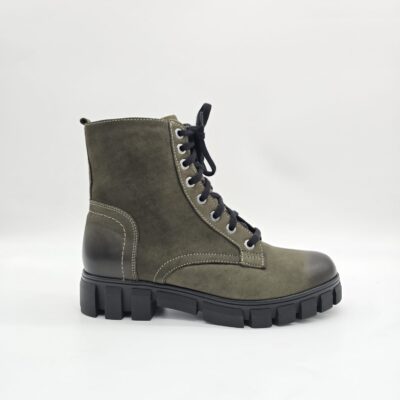 Skórzane botki damskie zielone model M-50