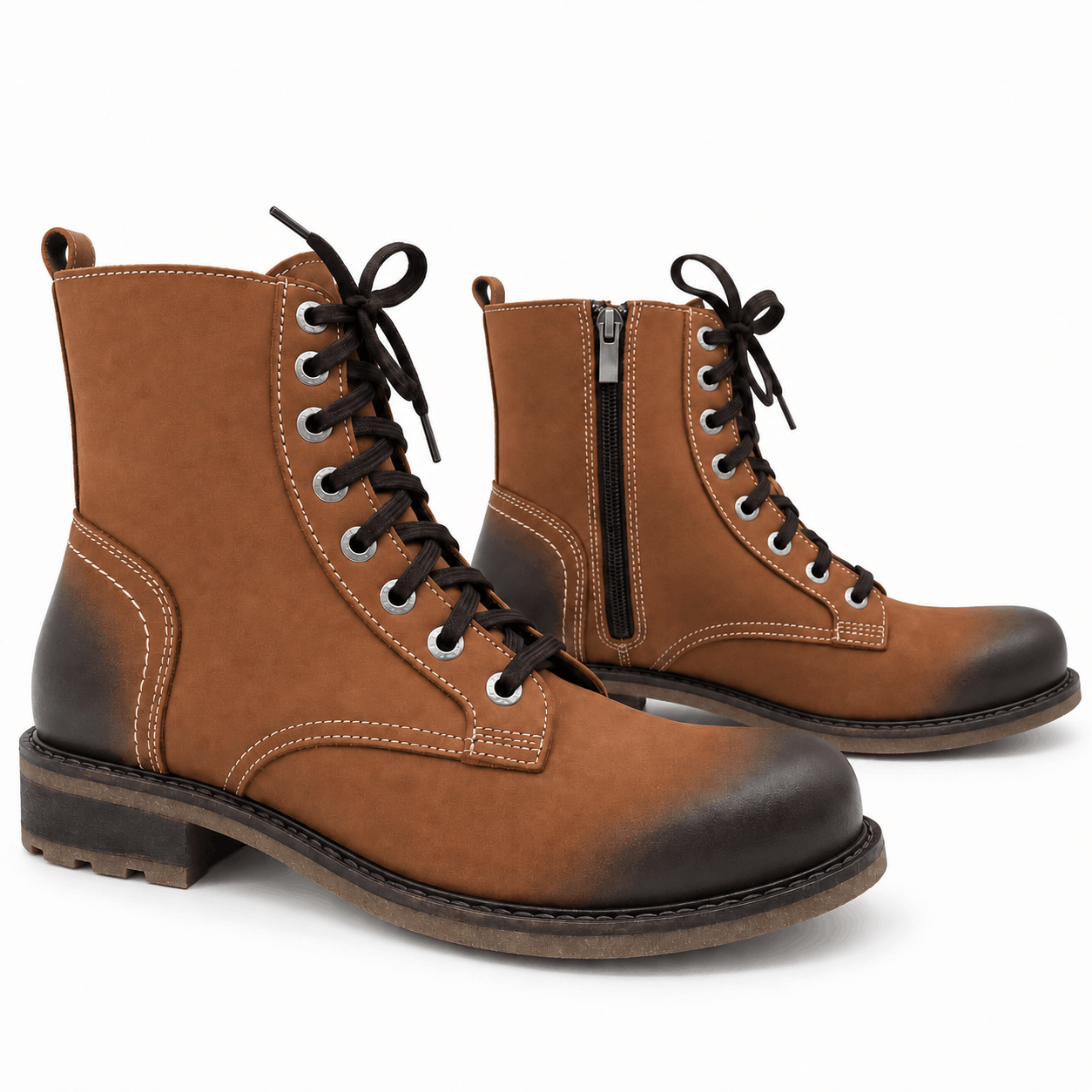 Botki damskie skórzane rude model K-74