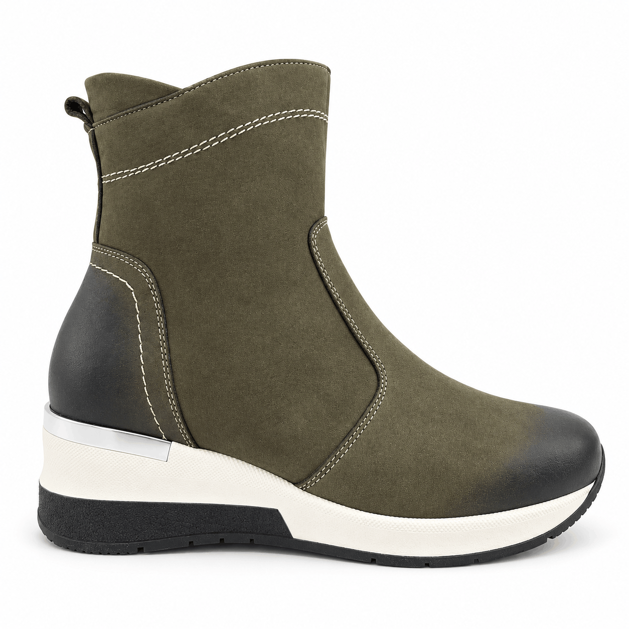 Botki damskie skórzane oliwkowe model M-42