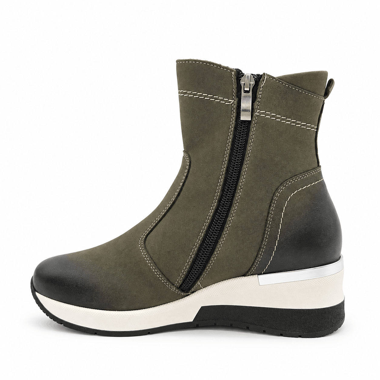 Botki damskie skórzane oliwkowe model M-42
