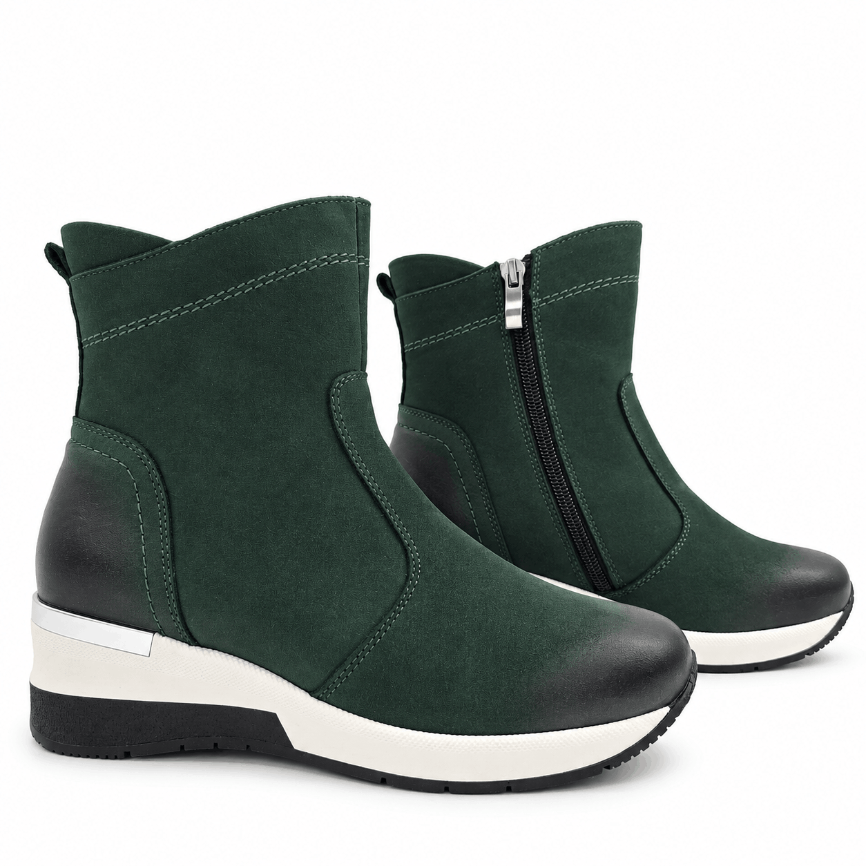 Botki damskie skórzane zielone model M-42