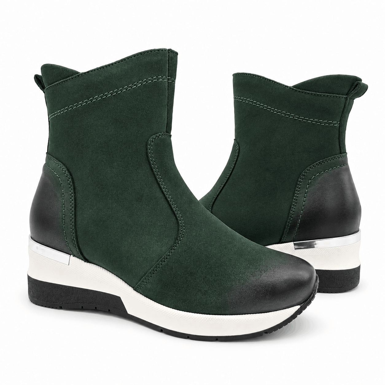 Botki damskie skórzane zielone model M-42