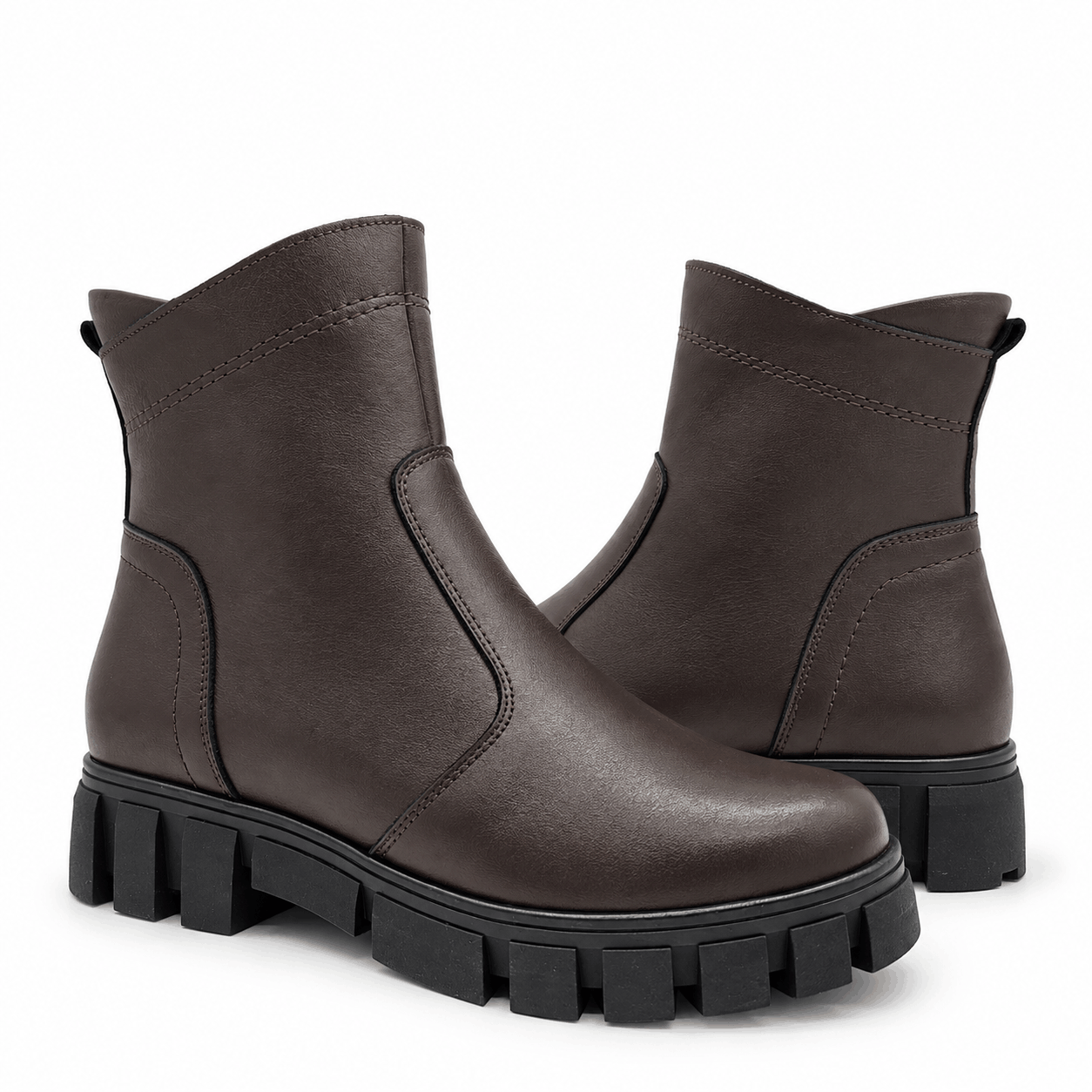 Skórzane damskie botki brązowe model M-48