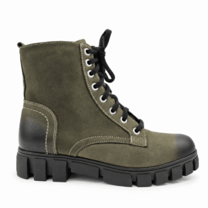 Skórzane botki damskie zielone model M-50