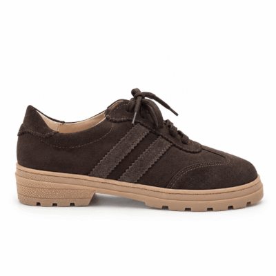 Sneakersy damskie skórzane brązowe model B-5